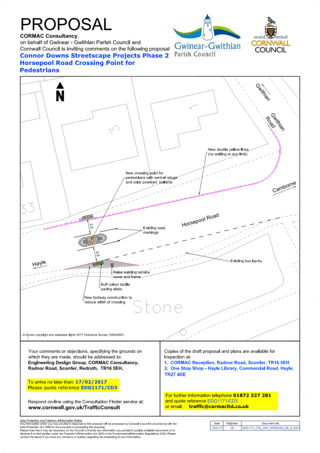 Consultation Connor Downs, Horsepool Road Pedestrian Crossing Works - Streetscape Projects Phase 2 (EDG1171/CD3) (Region West) Consultation Connor Downs, Horsepool Road Pedestrian Crossing Works - Streetscape Projects Phase 2 (EDG1171/CD3) (Region West)